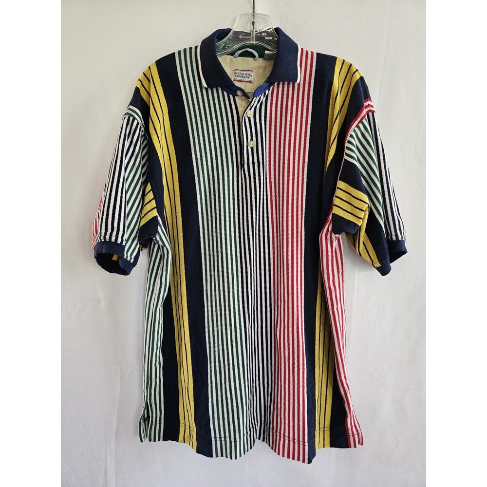 Bugle Boy Shirt Men's Multicolor Rugby Striped Colorblock 90's Polo Size Large